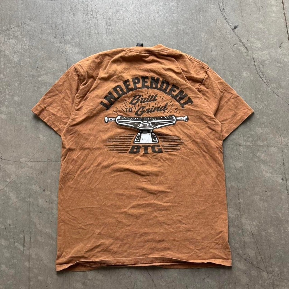 Y2k Independent Built‎ To Grind BTC Tan Shirt Size Medium